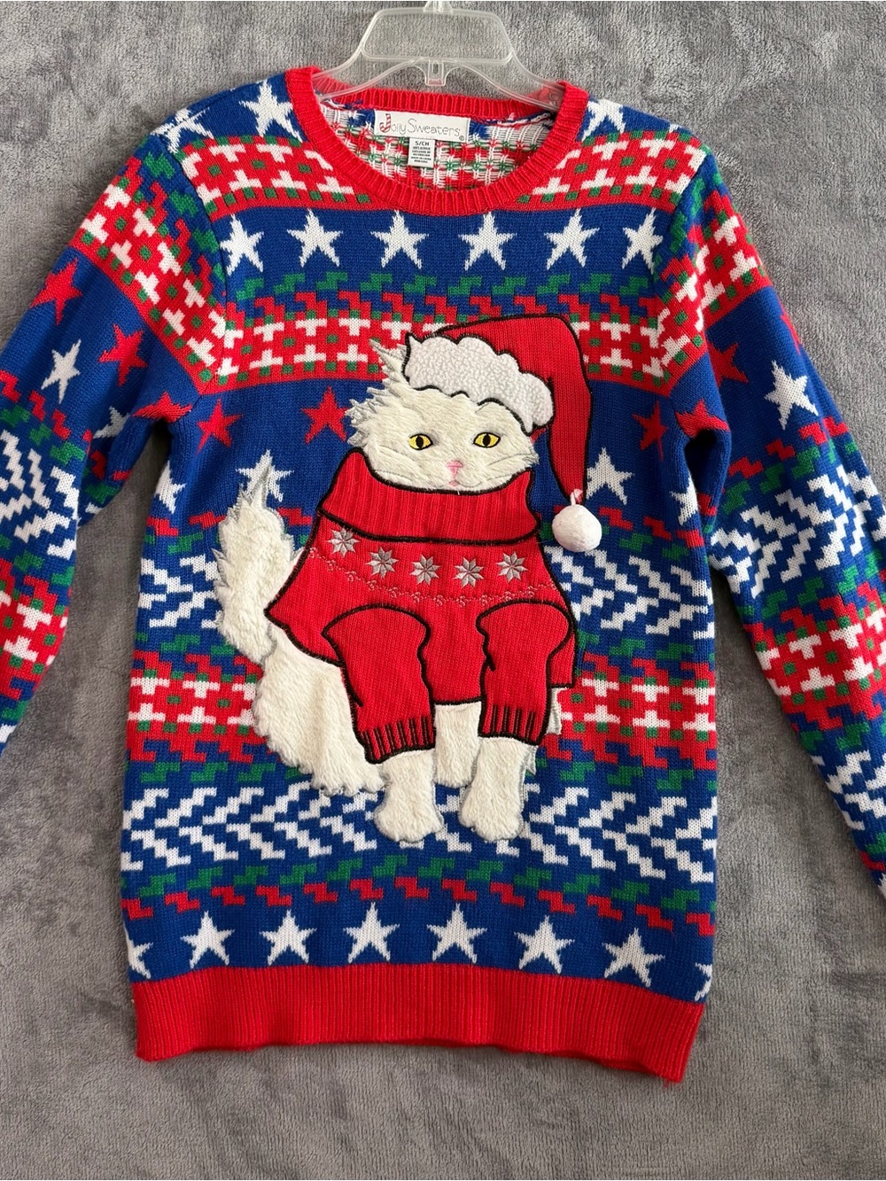 Jolly Sweaters Christmas Cat Ugly Holiday Sweater Small 34-36 Musical